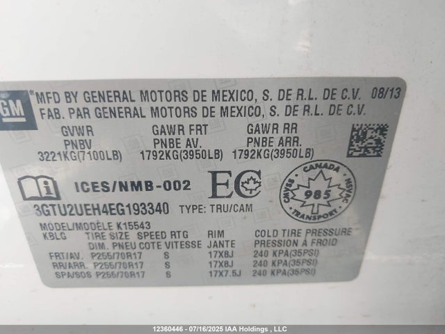 3GTU2UEH4EG193340 GMC lv3 - vvt, aluminum, e85 max