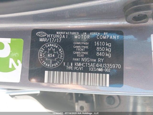 KMHCT5AE4HU335970 Hyundai 2017