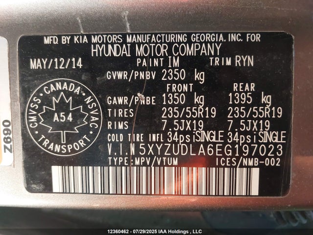 5XYZUDLA6EG197023 Hyundai t-gdi theta