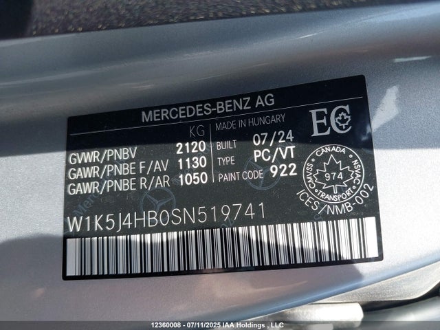W1K5J4HB0SN519741 Mercedes-Benz m260