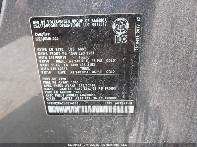 Volkswagen fsi 2018 1V2HR2CA2JC514200 Image 9