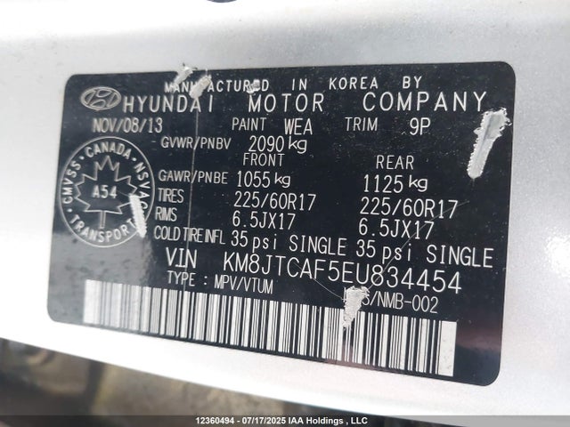 KM8JTCAF5EU834454 Hyundai gdi nu
