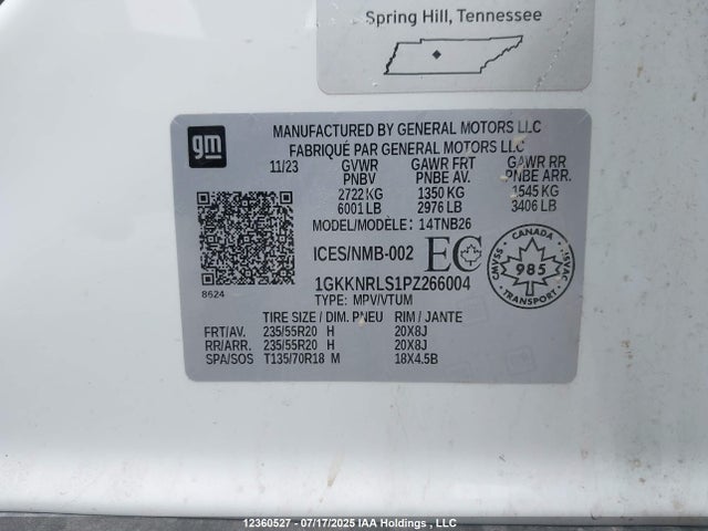 1GKKNRLS1PZ266004 GMC lgx