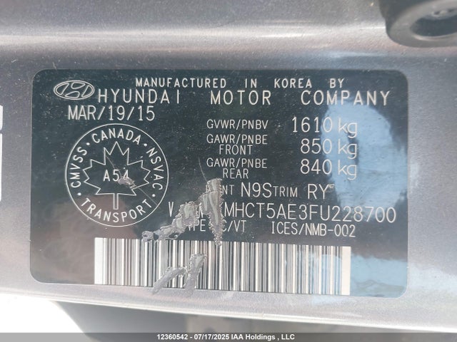 Hyundai dohc gdi gamma 2015 KMHCT5AE3FU228700 Image 9