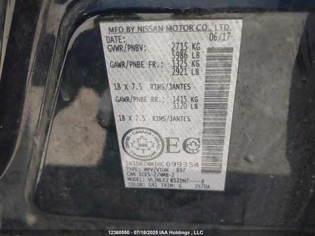 5N1DR2MM1HC699354 Nissan Pathfinder