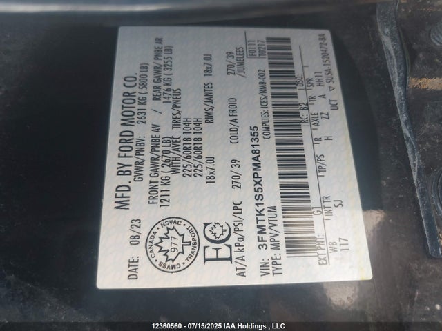 3FMTK1S5XPMA81355 Ford 2023