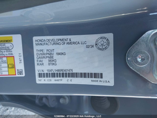 19XFL1H86RE401476 Honda l15b7