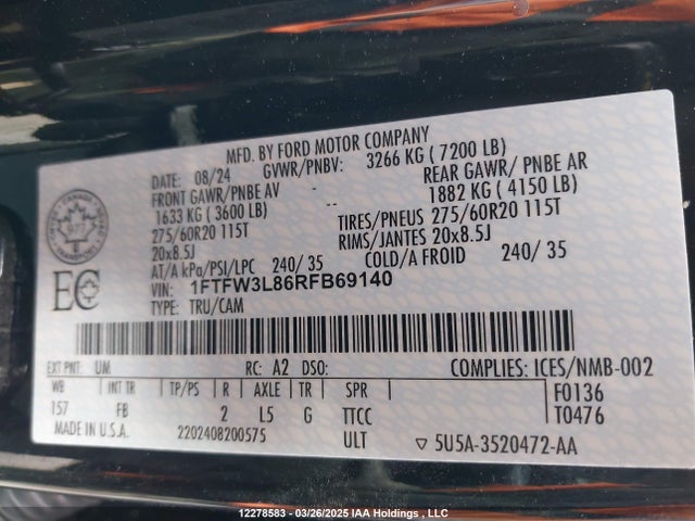 1FTFW3L86RFB69140 Ford gtdi