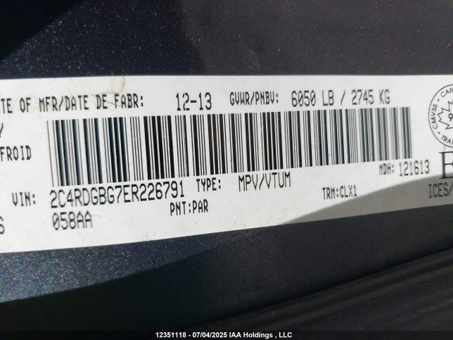 2C4RDGBG7ER226791 Dodge Grand Caravan