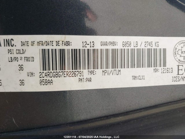 2C4RDGBG7ER226791 Dodge Grand Caravan
