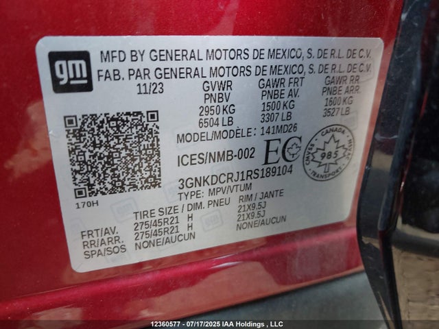 3GNKDCRJ1RS189104 Chevrolet x0c+ec5
