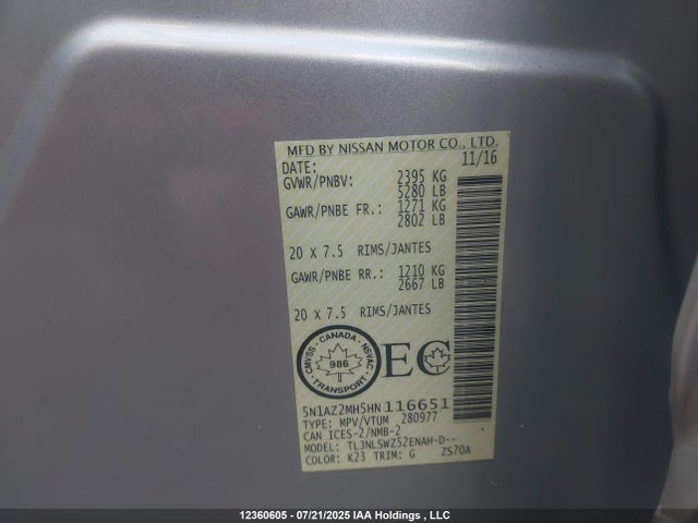 5N1AZ2MH5HN116651 Nissan 2017