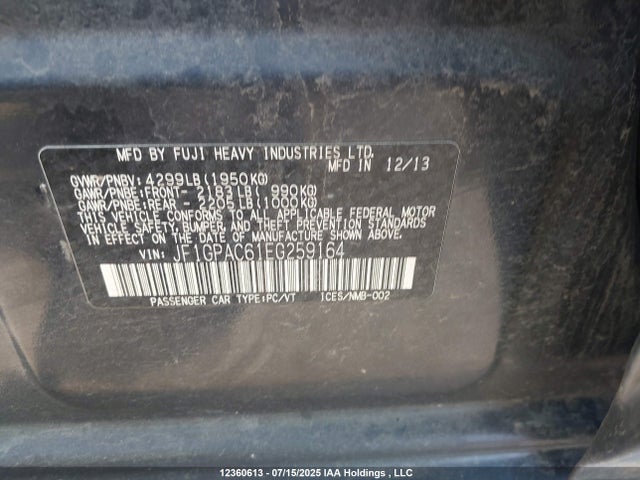 Subaru 2014 2014 JF1GPAC61EG259164 Image 9