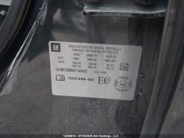 1G1BF5SM6H7149478 Chevrolet le2 -di: direct injection, vvt: variable valve timing, gen, alum
