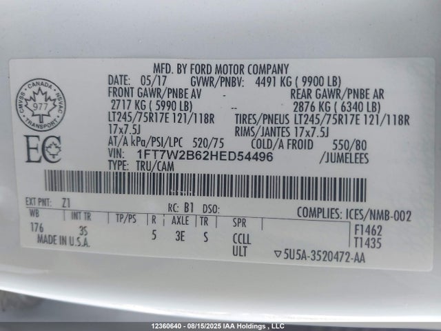 Ford F-250 2017 1FT7W2B62HED54496 Image 9