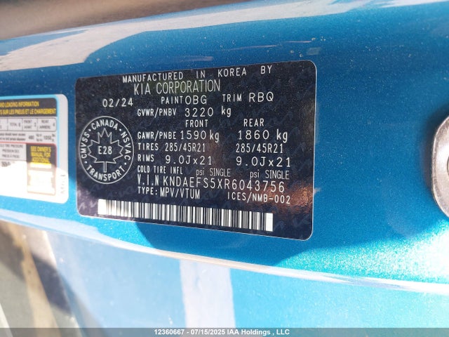 KNDAEFS5XR6043756 KIA ev9