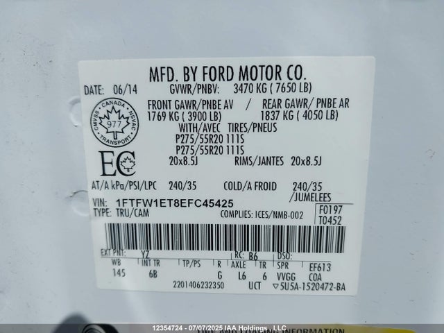 1FTFW1ET8EFC45425 Ford F-150