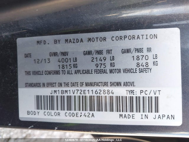 JM1BM1V72E1162884 Mazda pe