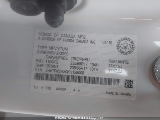 2HKRW2H20KH128008 Honda CR-V LX
