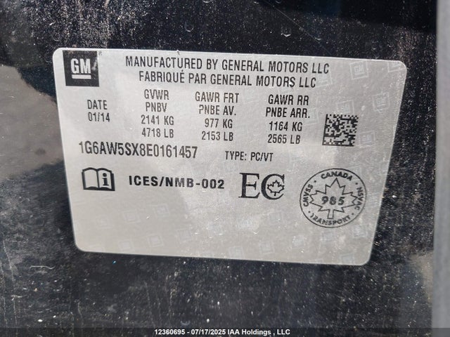 1G6AW5SX8E0161457 Cadillac ltg