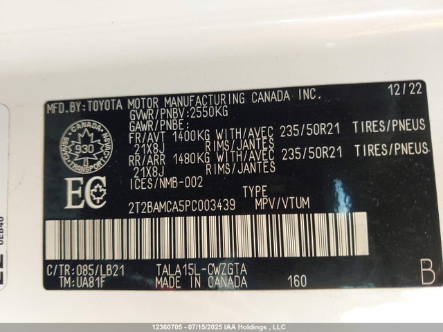 Lexus t24a-fts 2023 2T2BAMCA5PC003439 Image 9