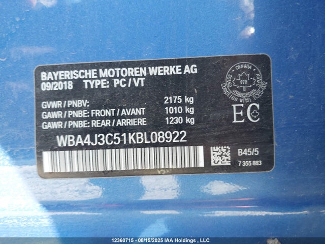 BMW 430I 2019 WBA4J3C51KBL08922 Image 19