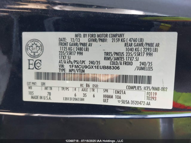 1FMCU9GX1EUB88306 Ford Escape