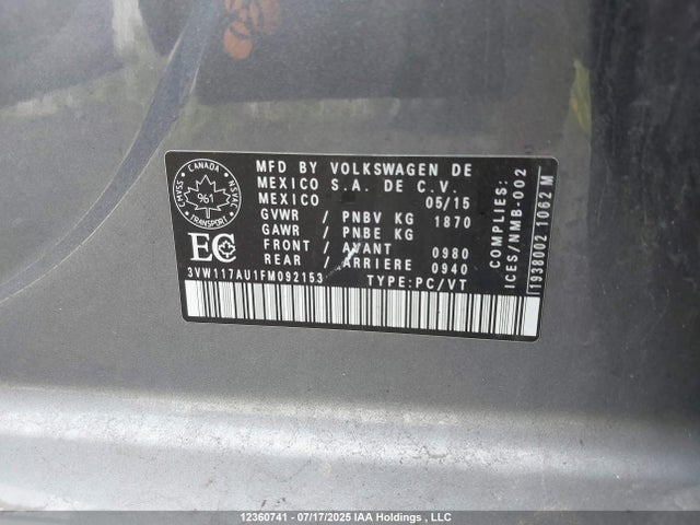 3VW117AU1FM092153 Volkswagen 1.8t
