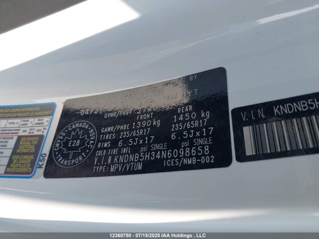 KNDNB5H34N6098658 KIA gdi lamda iii