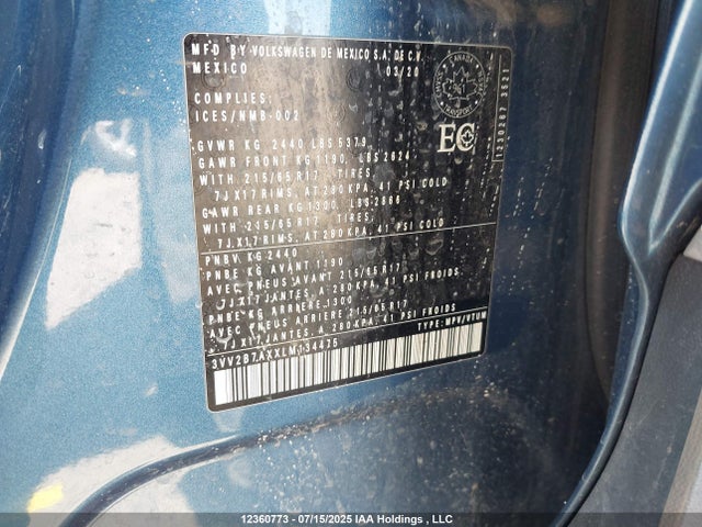 3VV2B7AXXLM134475 Volkswagen Tiguan