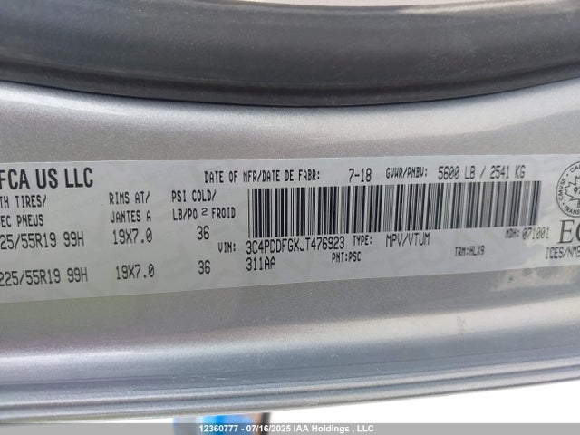 3C4PDDFGXJT476923 Dodge Journey