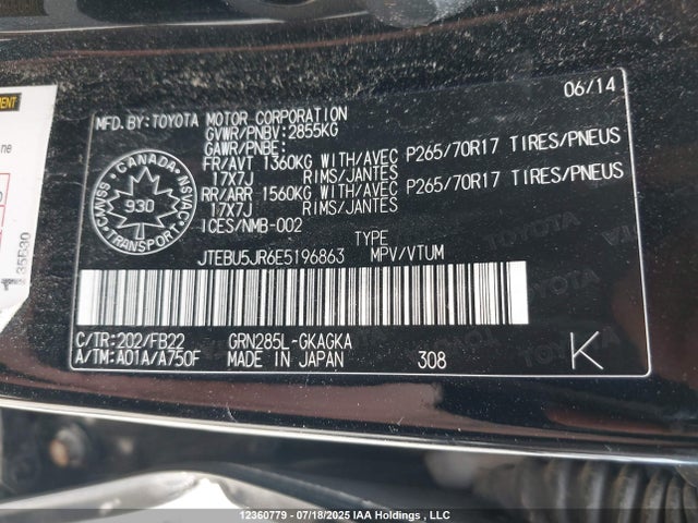 Toyota 1gr-fe 2014 JTEBU5JR6E5196863 Image 19
