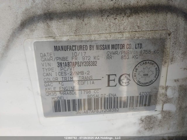 3N1AB7AP8JY208382 Nissan 2018