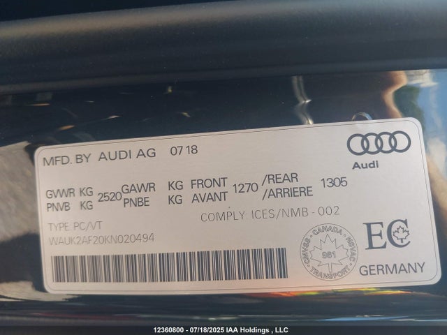 Audi A6 2019 WAUK2AF20KN020494 Image 9