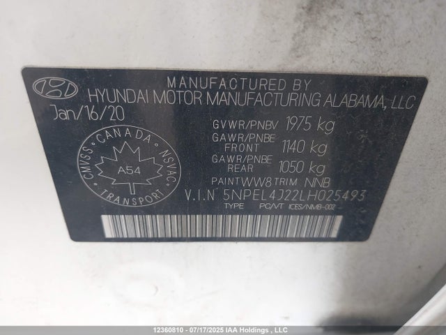 5NPEL4J22LH025493 Hyundai t-gdi gamma ii