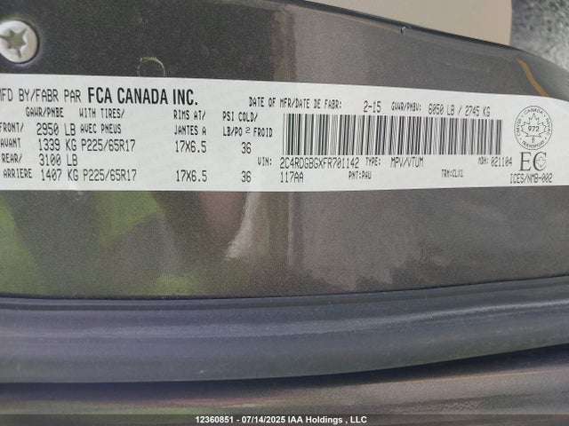 2C4RDGBGXFR701142 Dodge Grand Caravan