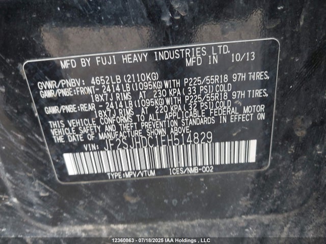 JF2SJHDC1EH514829 Subaru 2.5turbo c0