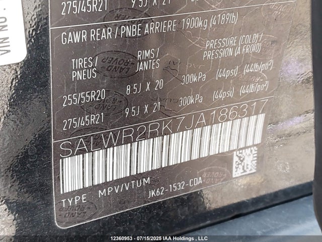 Land Rover tdv6 2018 SALWR2RK7JA186317 Image 9