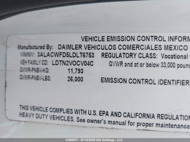 Freightliner cummins b6.7 2020 3ALACWFD5LDLT6753 Image 18