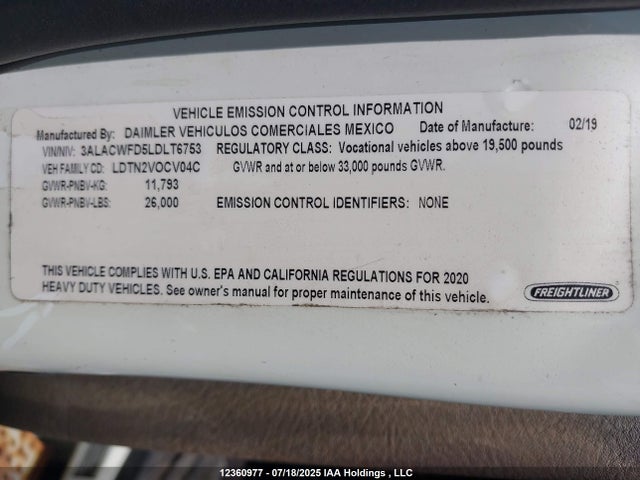Freightliner cummins b6.7 2020 3ALACWFD5LDLT6753 Image 9