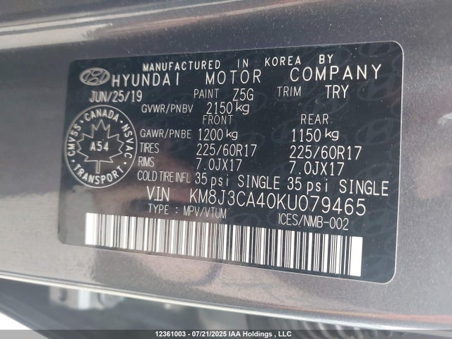 Hyundai gdi nu 2019 KM8J3CA40KU079465 Image 9