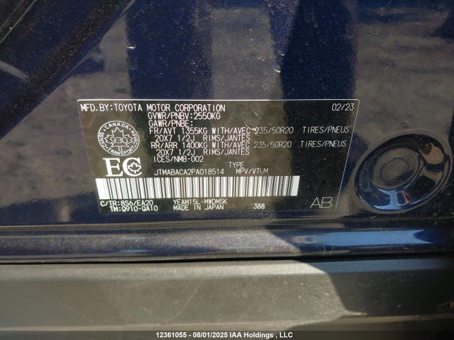 Toyota 1ym motor 2023 JTMABACA2PA018514 Image 9