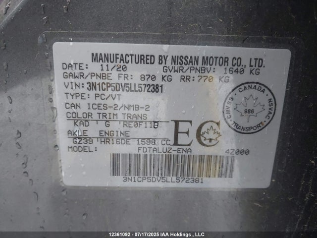 Nissan 2020 2020 3N1CP5DV5LL572381 Image 9