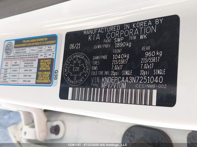 KNDEPCAA3N7251040 KIA nu