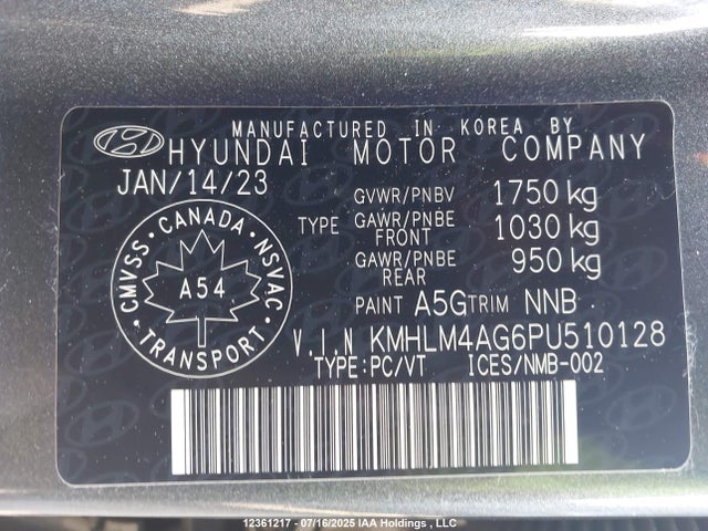 KMHLM4AG6PU510128 Hyundai mpi nu pe