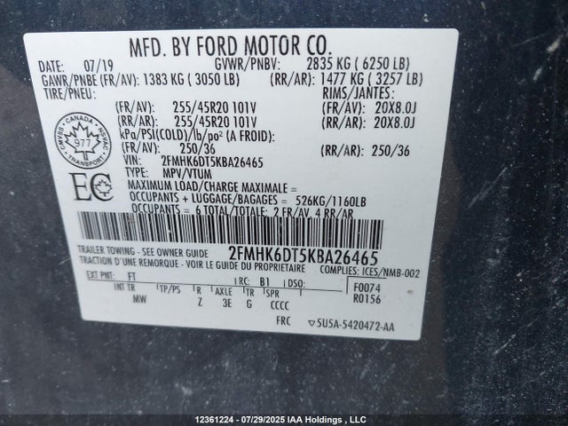 2FMHK6DT5KBA26465 Ford 3.5l gtdi