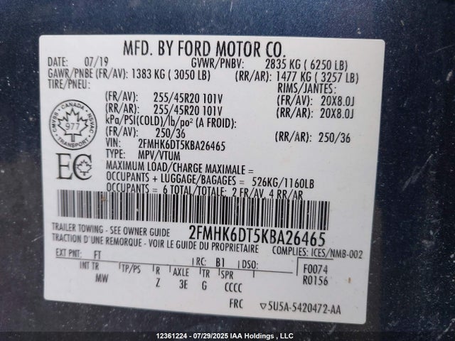 2FMHK6DT5KBA26465 Ford 3.5l gtdi