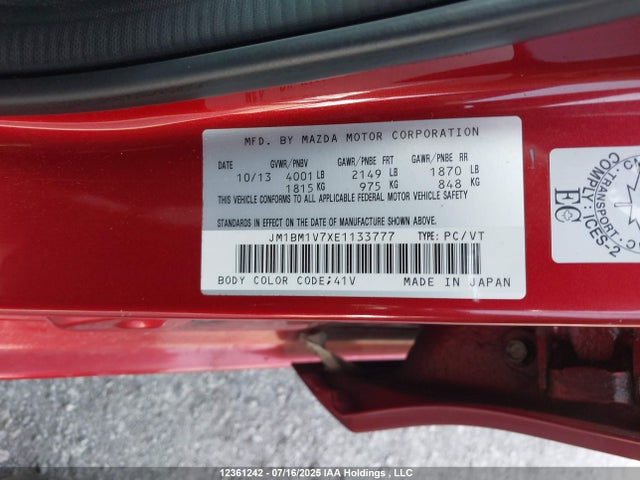 JM1BM1V7XE1133777 Mazda pe