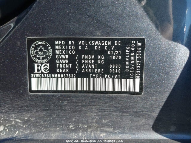 3VWC57BU9MM037832 Volkswagen tsi