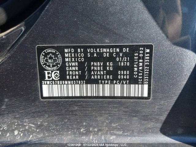 3VWC57BU9MM037832 Volkswagen tsi